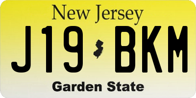 NJ license plate J19BKM