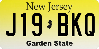 NJ license plate J19BKQ