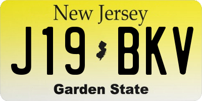 NJ license plate J19BKV
