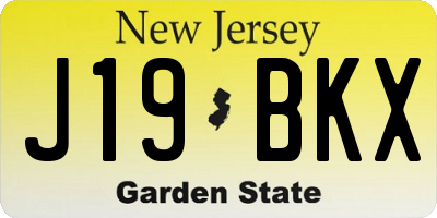 NJ license plate J19BKX
