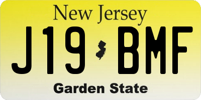 NJ license plate J19BMF