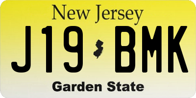 NJ license plate J19BMK