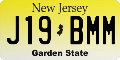 NJ license plate J19BMM