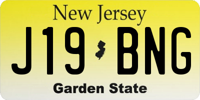NJ license plate J19BNG