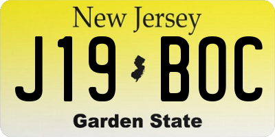NJ license plate J19BOC