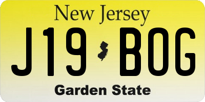 NJ license plate J19BOG