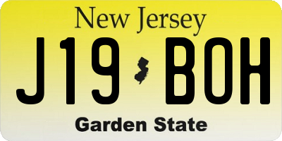 NJ license plate J19BOH