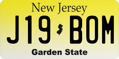 NJ license plate J19BOM