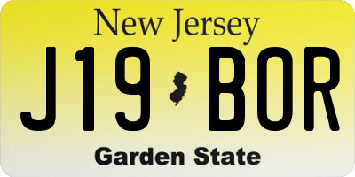 NJ license plate J19BOR