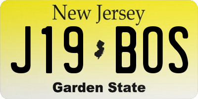 NJ license plate J19BOS