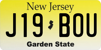 NJ license plate J19BOU