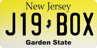 NJ license plate J19BOX