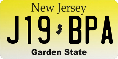 NJ license plate J19BPA