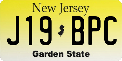 NJ license plate J19BPC