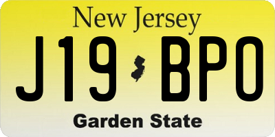 NJ license plate J19BPO