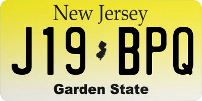 NJ license plate J19BPQ