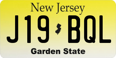 NJ license plate J19BQL