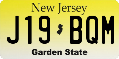 NJ license plate J19BQM