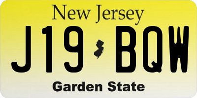 NJ license plate J19BQW