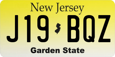 NJ license plate J19BQZ