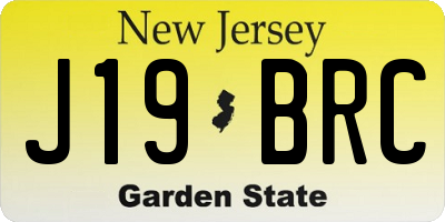 NJ license plate J19BRC