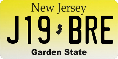 NJ license plate J19BRE