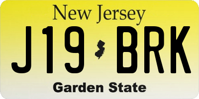 NJ license plate J19BRK