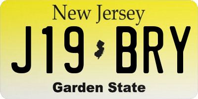NJ license plate J19BRY
