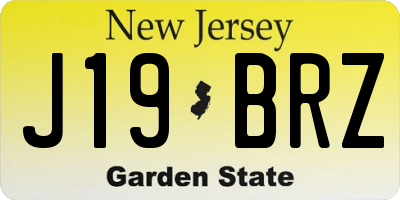 NJ license plate J19BRZ