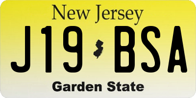 NJ license plate J19BSA