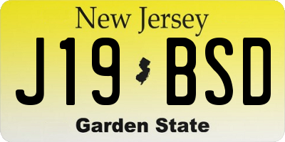 NJ license plate J19BSD