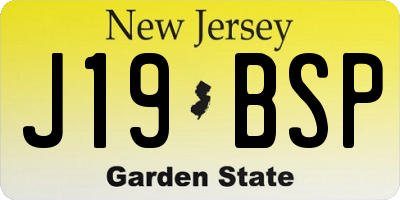 NJ license plate J19BSP