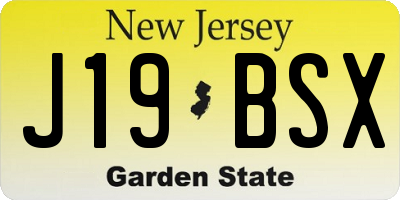 NJ license plate J19BSX