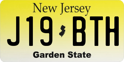 NJ license plate J19BTH
