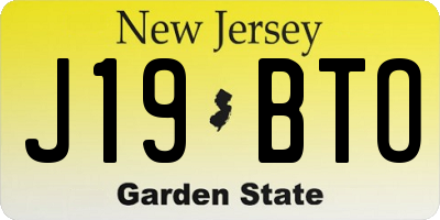 NJ license plate J19BTO