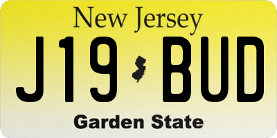 NJ license plate J19BUD