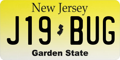 NJ license plate J19BUG
