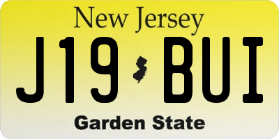 NJ license plate J19BUI