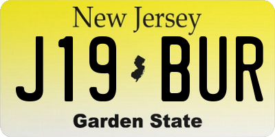 NJ license plate J19BUR