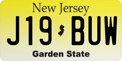 NJ license plate J19BUW