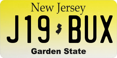 NJ license plate J19BUX