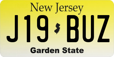 NJ license plate J19BUZ