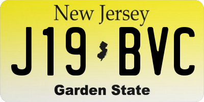 NJ license plate J19BVC