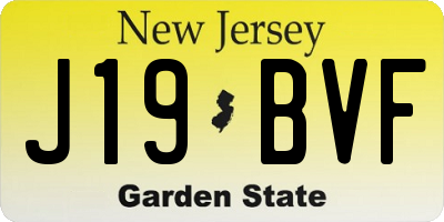 NJ license plate J19BVF