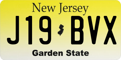 NJ license plate J19BVX