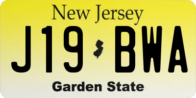NJ license plate J19BWA