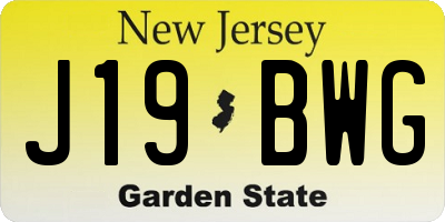 NJ license plate J19BWG