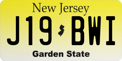 NJ license plate J19BWI