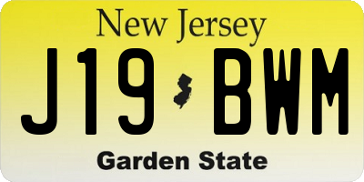 NJ license plate J19BWM