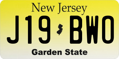 NJ license plate J19BWO